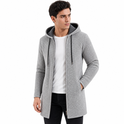Men's Mid-Length Thickened Hooded Cardigan