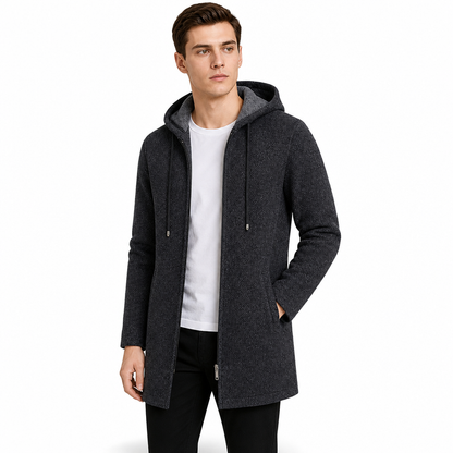 Men's Mid-Length Thickened Hooded Cardigan