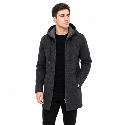 Men's Mid-Length Thickened Hooded Cardigan