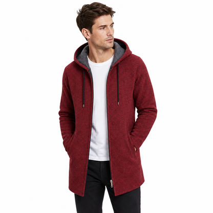 Men's Mid-Length Thickened Hooded Cardigan