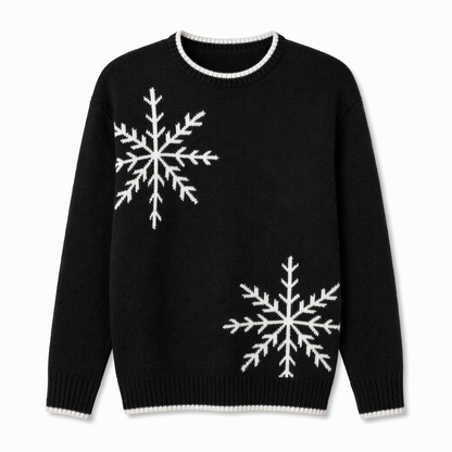 🎄Women's Christmas Snowflake Jacquard Knit Sweater Crew Neck Loose Fit Pullover for Autumn and Winter