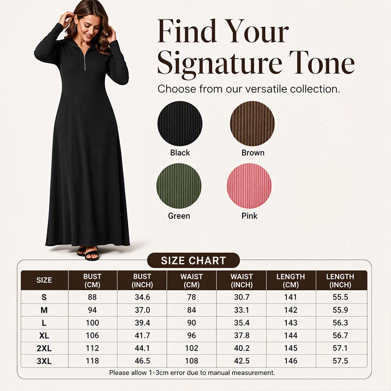 ✨ Ribbed Knit Texture, Easy Hooded Maxi Style | Women's Hooded Maxi Dress
