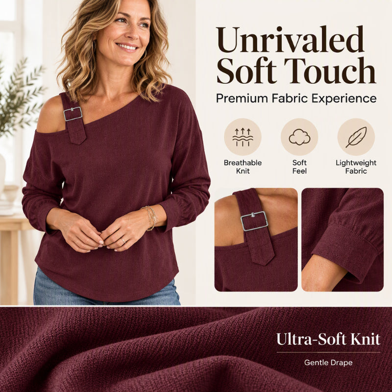 Women's Long Sleeve Asymmetric Off-Shoulder Top