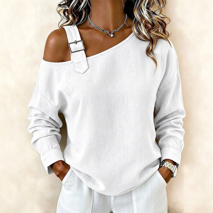 Women's Long Sleeve Asymmetric Off-Shoulder Top
