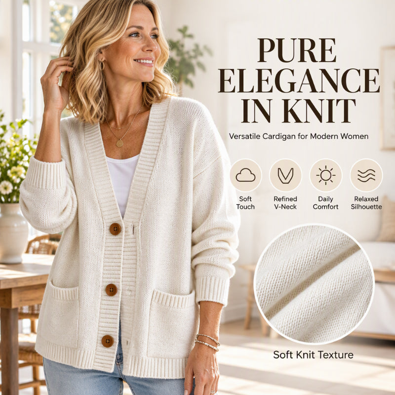 Women's Loose-Fit V-Neck Sweater Cardigan