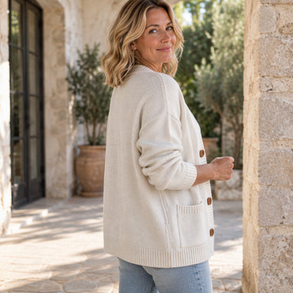Women's Loose-Fit V-Neck Sweater Cardigan