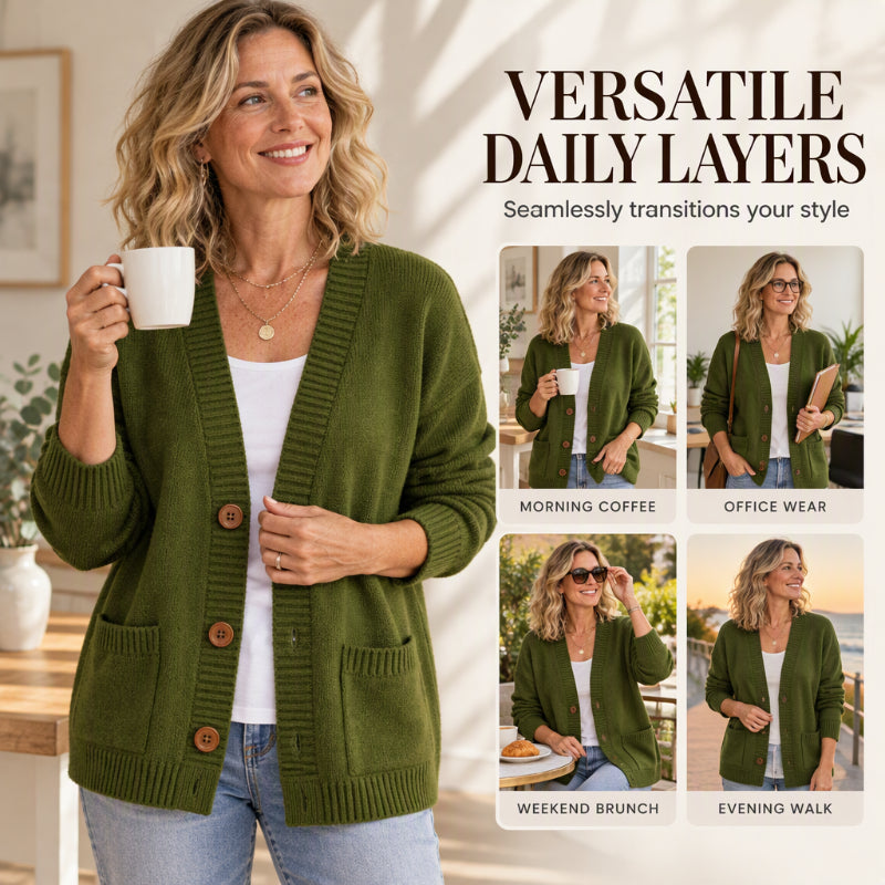 Women's Loose-Fit V-Neck Sweater Cardigan