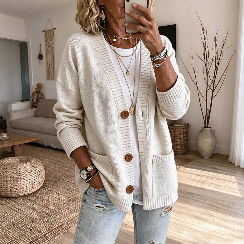 Women's Loose-Fit V-Neck Sweater Cardigan