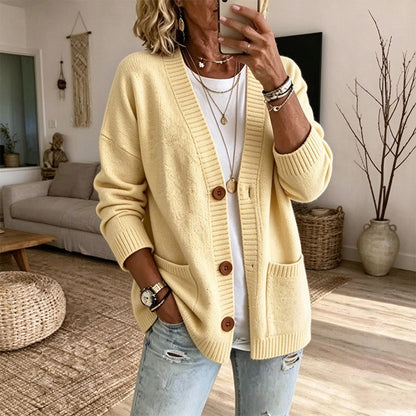 Women's Loose-Fit V-Neck Sweater Cardigan