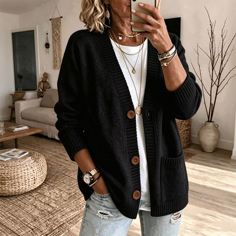 Women's Loose-Fit V-Neck Sweater Cardigan