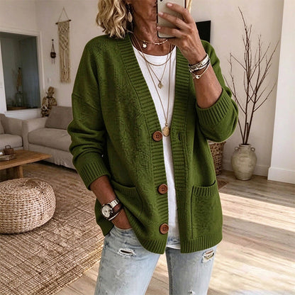 Women's Loose-Fit V-Neck Sweater Cardigan