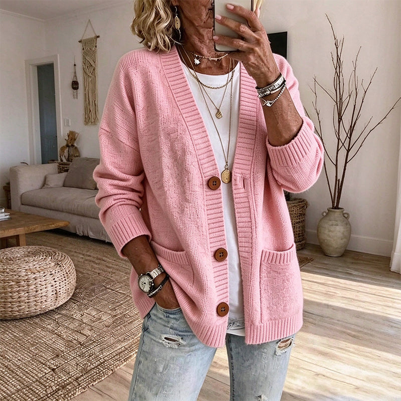 Women's Loose-Fit V-Neck Sweater Cardigan