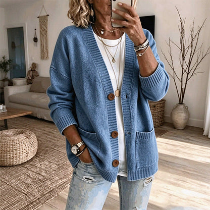 Women's Loose-Fit V-Neck Sweater Cardigan