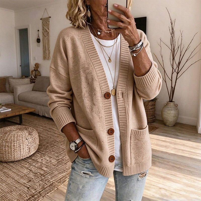 Women's Loose-Fit V-Neck Sweater Cardigan