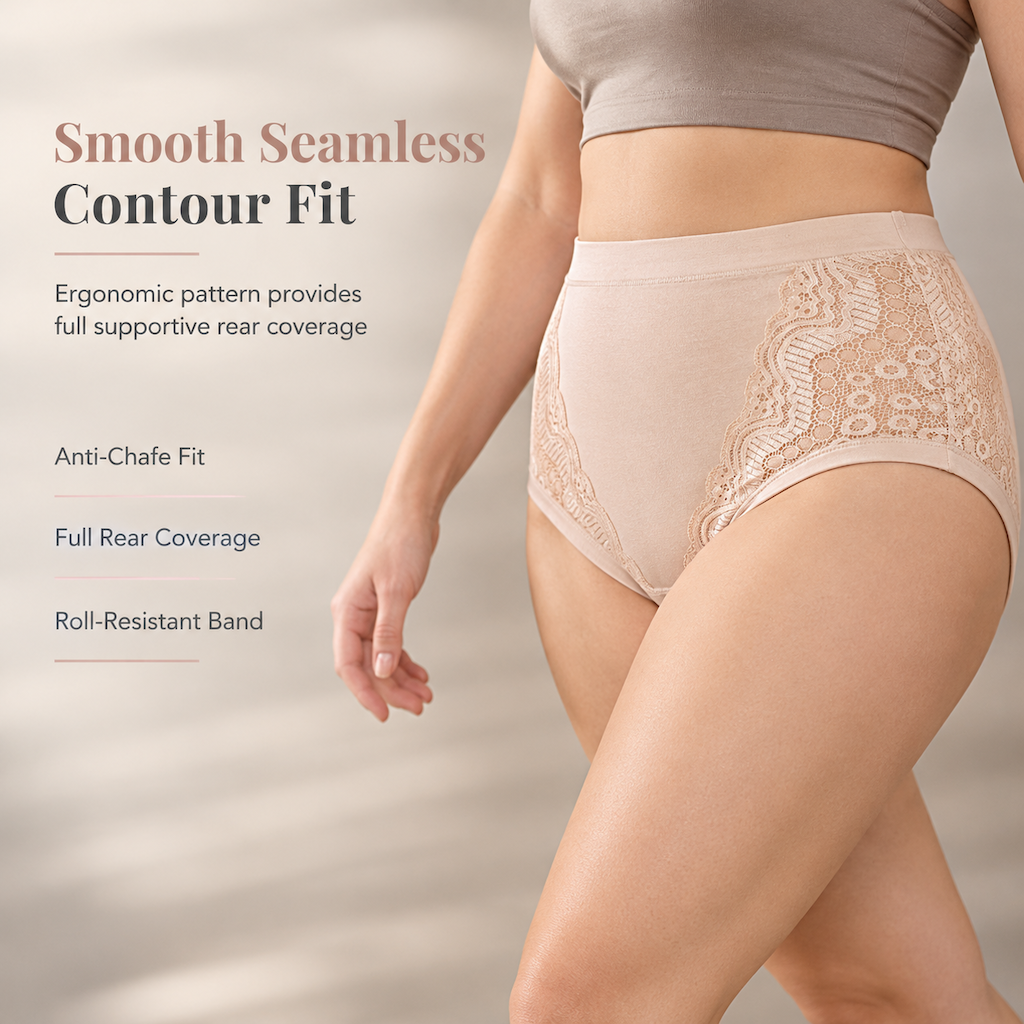 Plus Size High Waisted for Women with Cotton Crotch Briefs for Middle Aged and Elderly