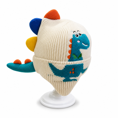 Cute Toddler Kids Dinosaur Knit Beanie Hat Winter Thick Warm Windproof Earflap Cap for Boys and Girls