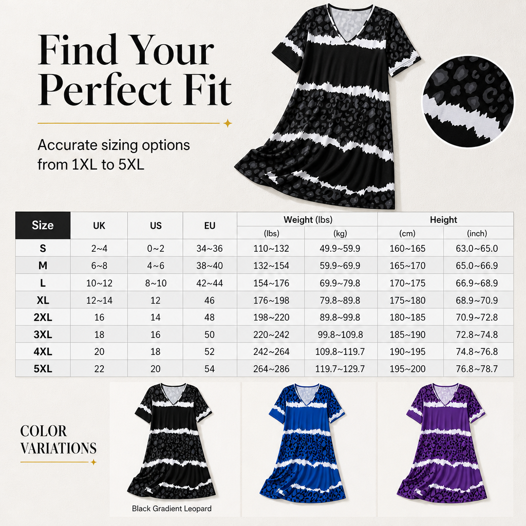 Women's Plus Size V Neck Short Sleeve Printed Dress
