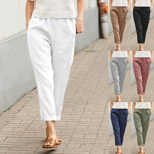 Linen-cotton women\'s large size loose pants?Buy 2 get 10% Off AUTO & Free shipping?