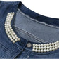 Fashion Beaded Stitching Denim Jacket