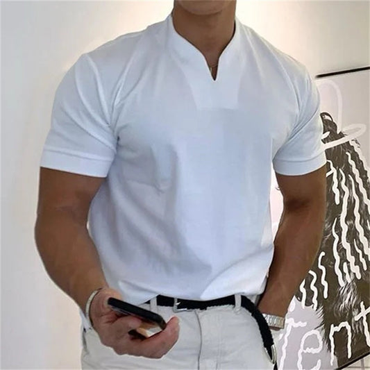 2022 Men Gentlemans Business Short Sleeve Fitness T-shirt