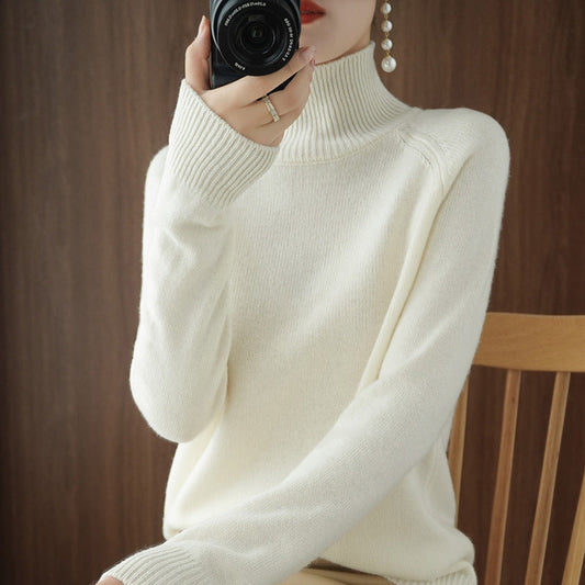 Solid turtleneck cashmere knit sweater-buy 2 free shipping