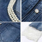 Fashion Beaded Stitching Denim Jacket